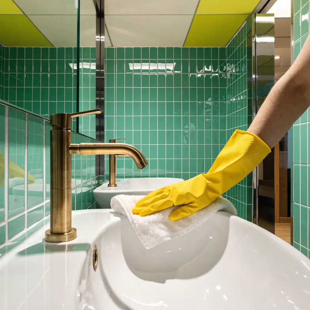 Lavabo de sanitaires nettoyé
